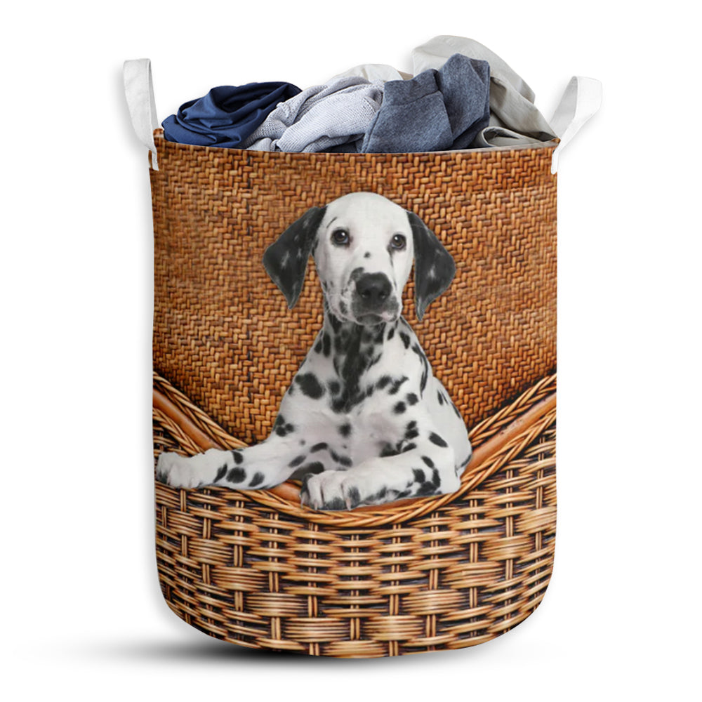 Dalmatian Dog Rattan Teaxture - Laundry Basket - Owls Matrix LTD