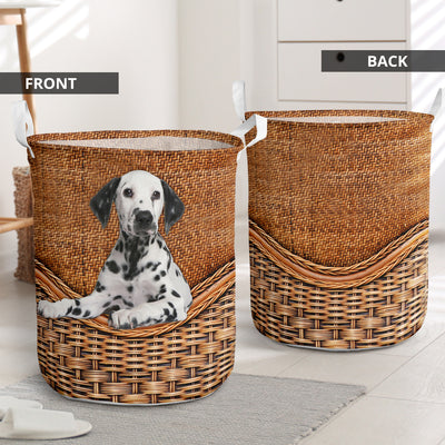 Dalmatian Dog Rattan Teaxture - Laundry Basket - Owls Matrix LTD