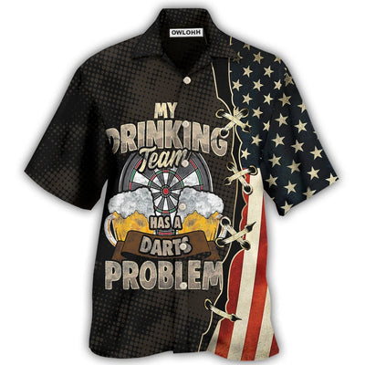 Hawaiian Shirt / Adults / S Darts Independence Day My Drinking Team - Hawaiian Shirt - Owls Matrix LTD