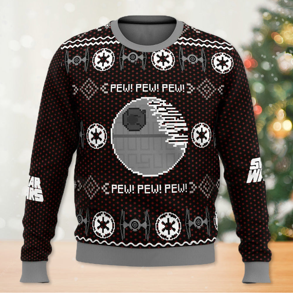 Christmas Star Wars Death Star Star Wars Pew Pew Pew - Sweater - Ugly Christmas Sweaters