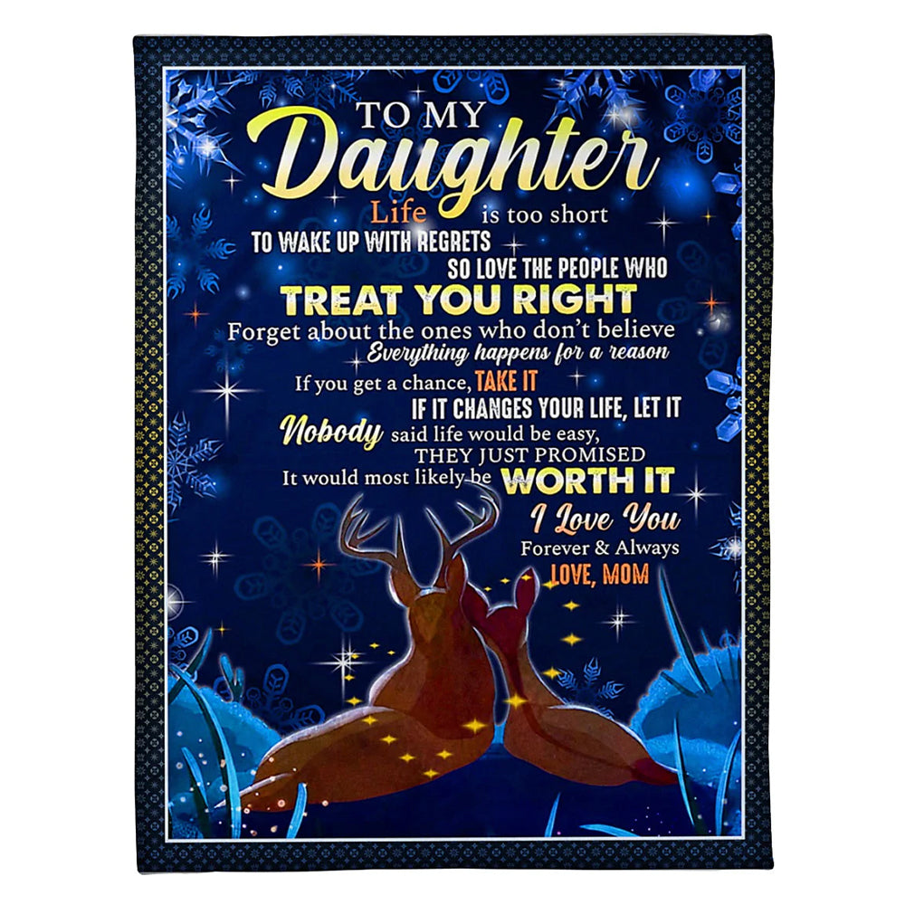 50" x 60" Deer Treat You Right Lovely Gift For Daughter - Flannel Blanket - Owls Matrix LTD