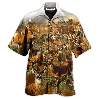 Hawaiian Shirt / Adults / S Deer In The Dry Forest With Vintage Style - Hawaiian Shirt - Owls Matrix LTD