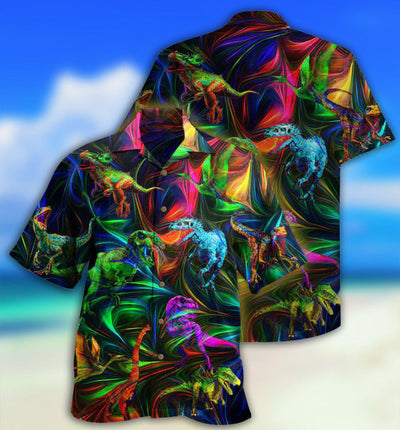 Dinosaur Amazing Love Neon Style - Hawaiian Shirt - Owls Matrix LTD
