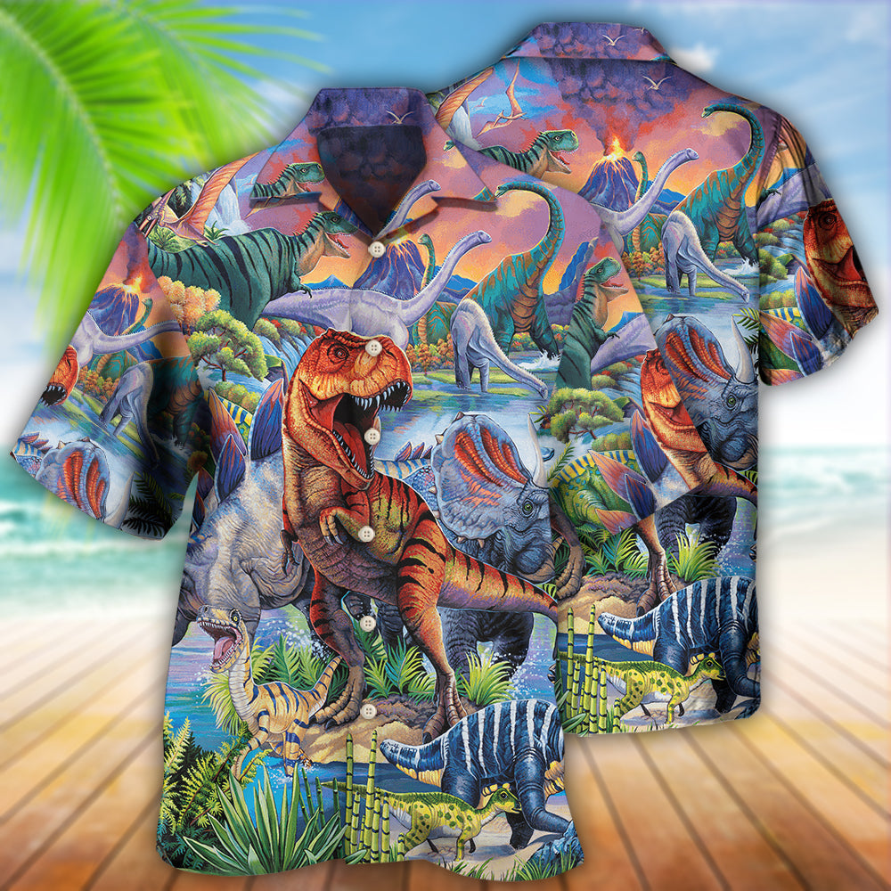 Dinosaur Big World Amazing - Hawaiian Shirt - Owls Matrix LTD