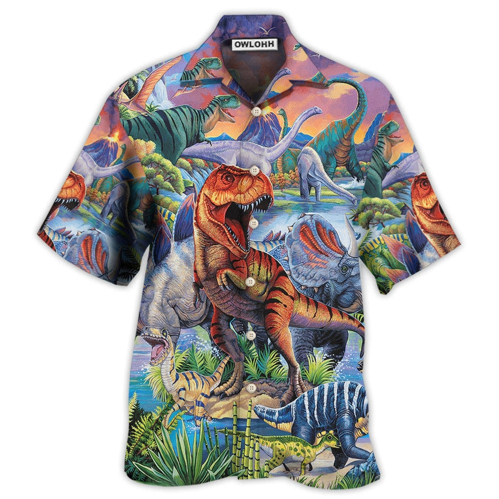 Hawaiian Shirt / Adults / S Dinosaur Big World Amazing - Hawaiian Shirt - Owls Matrix LTD