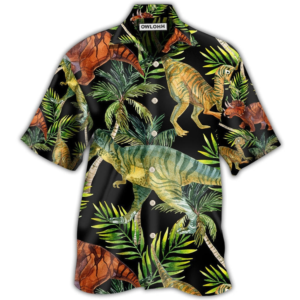 Hawaiian Shirt / Adults / S Dinosaur In Tropical Jungles - Hawaiian Shirt - Owls Matrix LTD