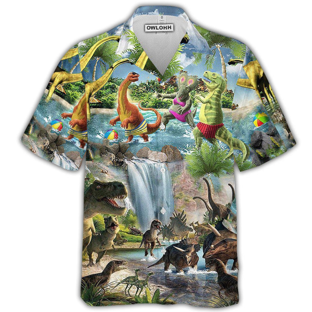 Hawaiian Shirt / Adults / S Dinosaur World Funny Summer - Hawaiian Shirt - Owls Matrix LTD