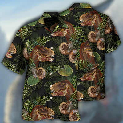 Dinosaur Tropical Leaves Cool Style - Hawaiian Shirt - Owls Matrix LTD