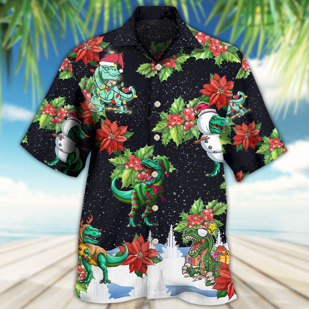 Dinosaur Bright In Merry Night Xmas - Hawaiian Shirt - Owls Matrix LTD