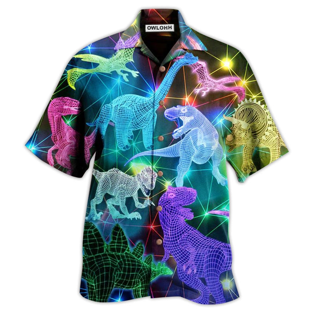 Hawaiian Shirt / Adults / S Dinosaur Fullcolor Neon Cool - Hawaiian Shirt - Owls Matrix LTD