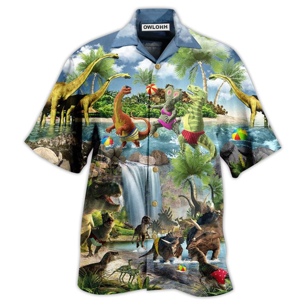 Hawaiian Shirt / Adults / S Dinosaur Love Swimming Love Beach Love Summer - Hawaiian Shirt - Owls Matrix LTD