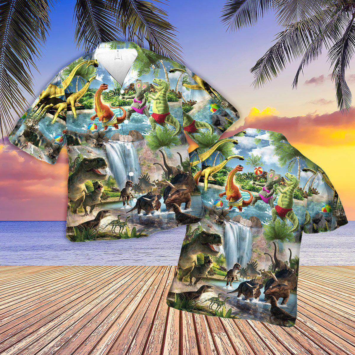 Dinosaur World Funny Summer - Hawaiian Shirt - Owls Matrix LTD