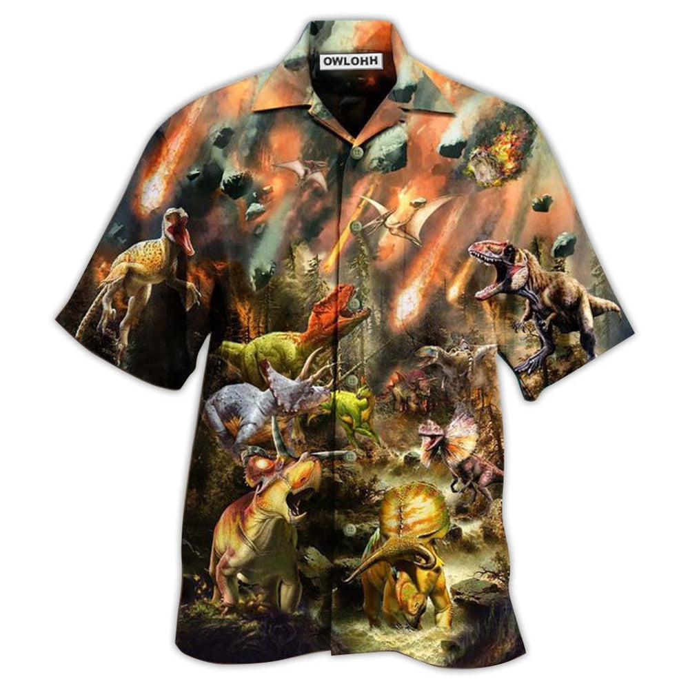 Hawaiian Shirt / Adults / S Dinosaur Perish Life With Fire - Hawaiian Shirt - Owls Matrix LTD