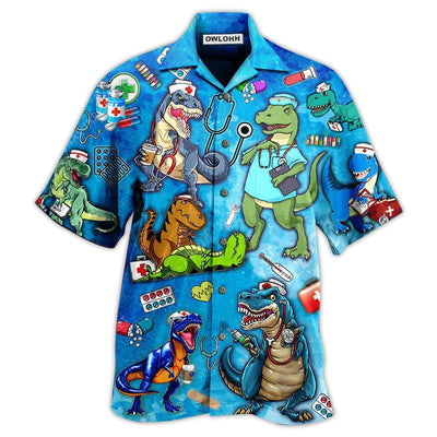 Hawaiian Shirt / Adults / S Dinosaur Sorry The Nice Nurse Is On Vacation - Hawaiian Shirt - Owls Matrix LTD