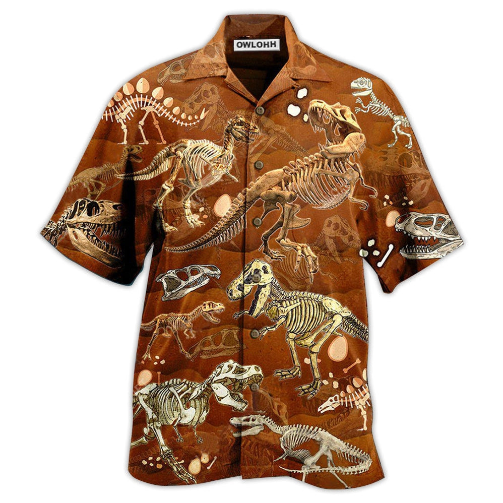 Hawaiian Shirt / Adults / S Dinosaur T-Rex Skull Vintage - Hawaiian Shirt - Owls Matrix LTD