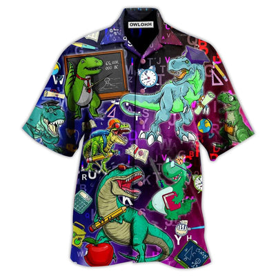 Hawaiian Shirt / Adults / S Dinosaur Teaching Is Like A Walk - Hawaiian Shirt - Owls Matrix LTD
