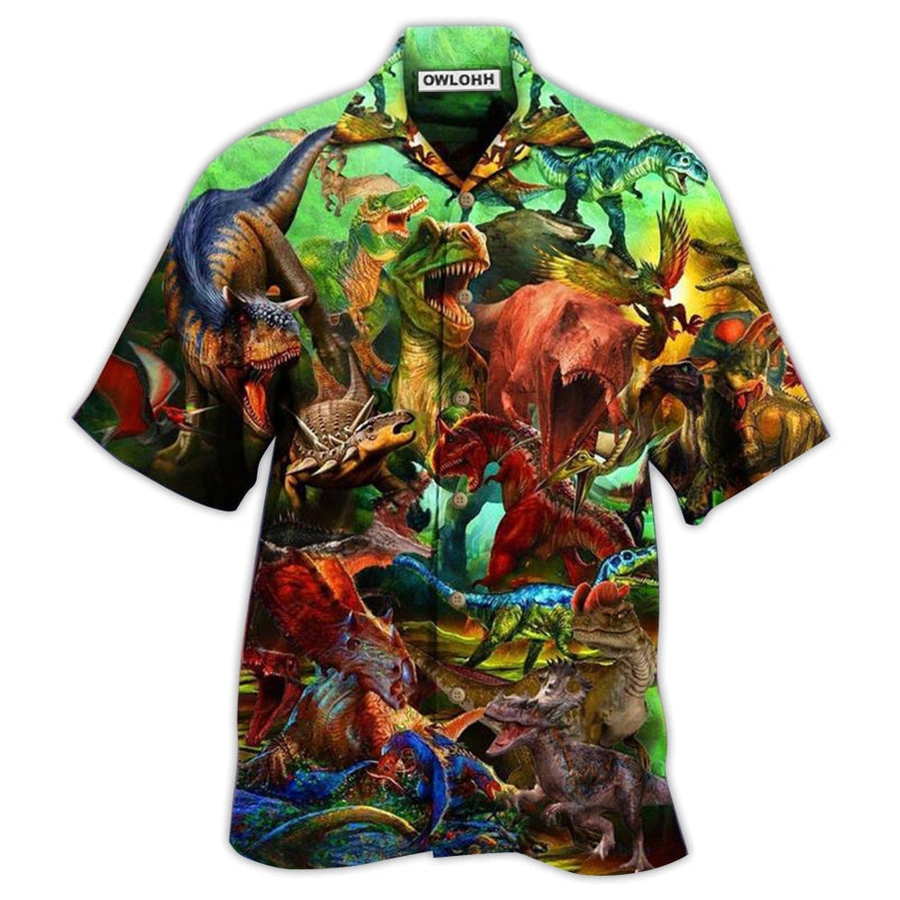 Hawaiian Shirt / Adults / S Dinosaur Strong War Life - Hawaiian Shirt - Owls Matrix LTD