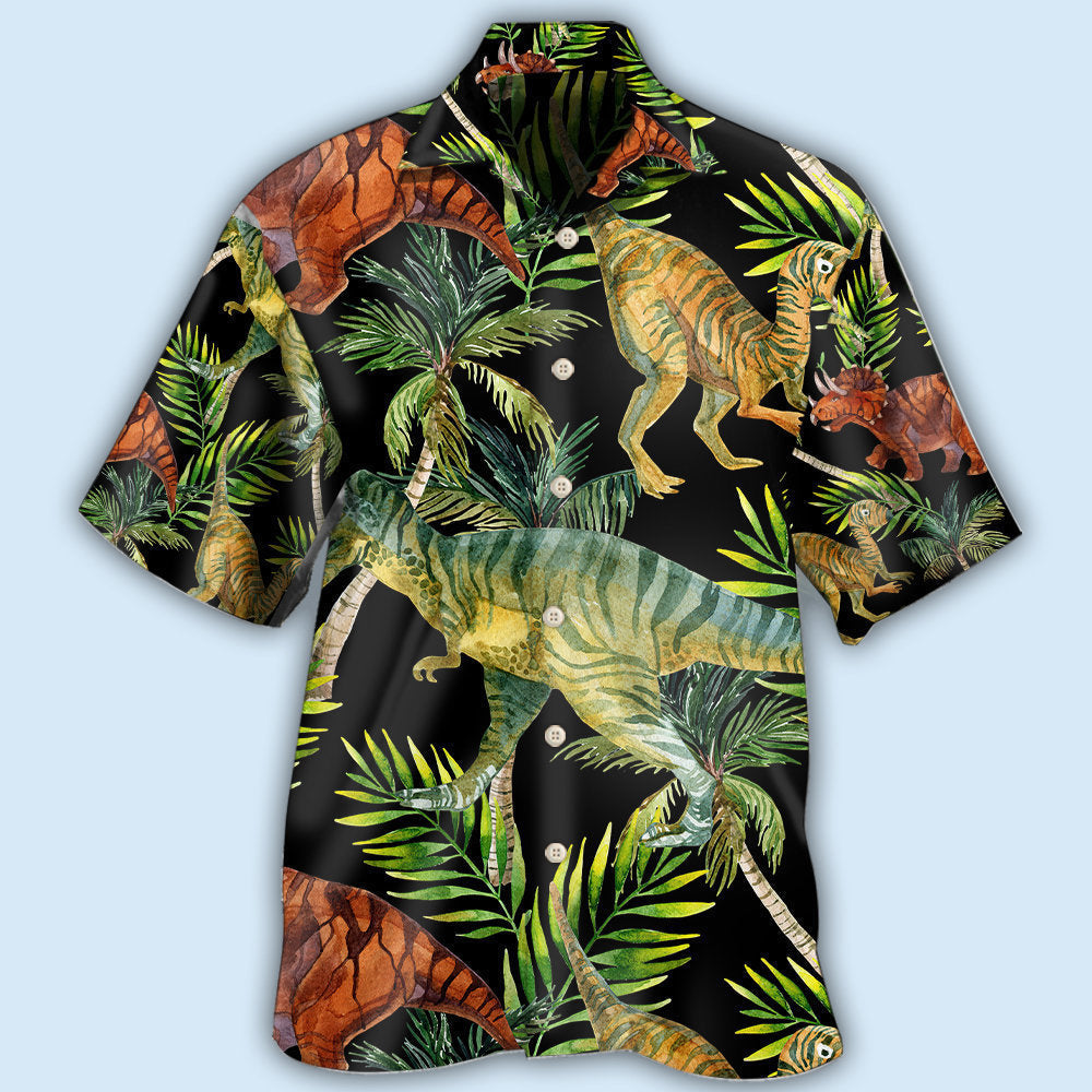 Dinosaur In Tropical Jungles - Hawaiian Shirt - Owls Matrix LTD