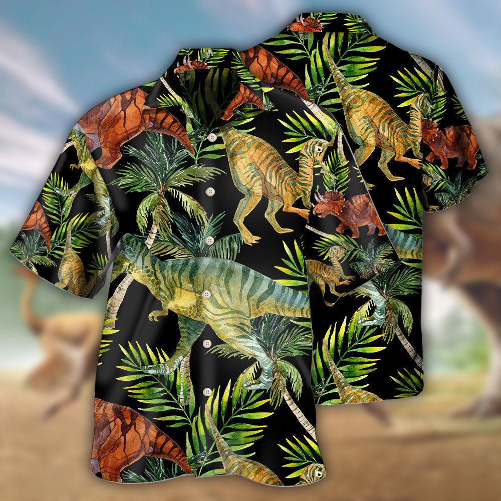 Dinosaur In Tropical Jungles - Hawaiian Shirt - Owls Matrix LTD