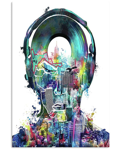 12x18 Inch Music DJ Colorful City Colorful - Vertical Poster - Owls Matrix LTD