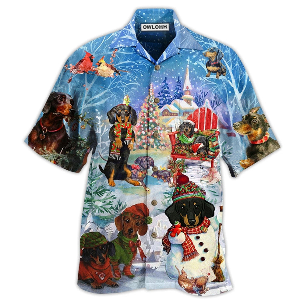 Hawaiian Shirt / Adults / S Dachshund Through The Snow Merry Christmas - Hawaiian Shirt - Owls Matrix LTD