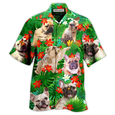 Hawaiian Shirt / Adults / S French Bulldog And Blooming Tropical Flowers - Hawaiian Shirt - Owls Matrix LTD