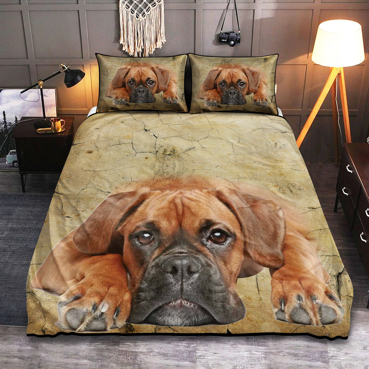 Boxer Dog Goodnight In Love - Bedding Cover - Owls Matrix LTD