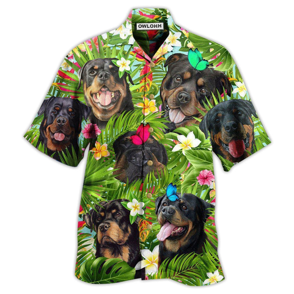 Hawaiian Shirt / Adults / S Rottweiler Dog Happy Summer- Hawaiian Shirt - Owls Matrix LTD