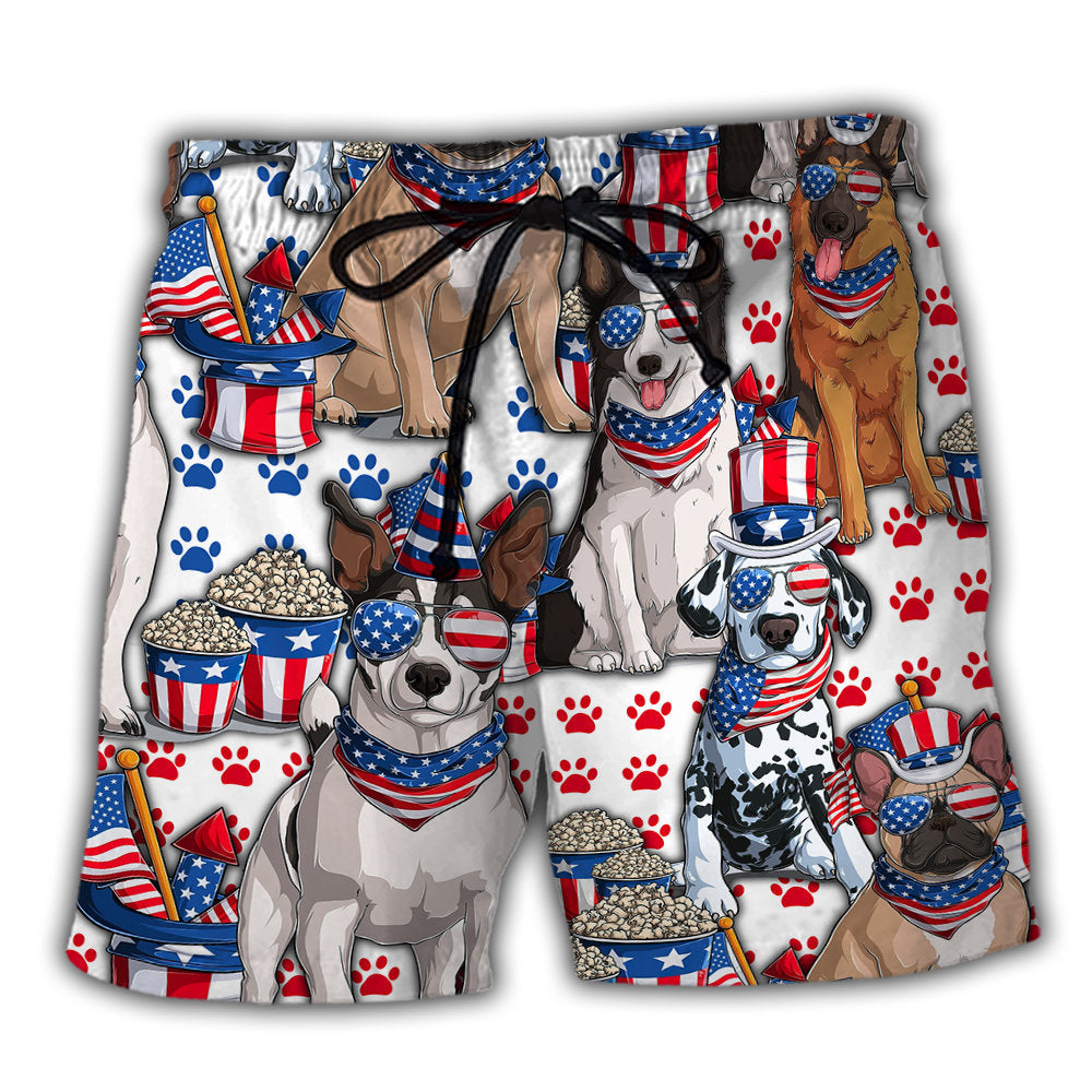 Beach Short / Adults / S Dog Independence Day Dogs - Beach Short - Owls Matrix LTD