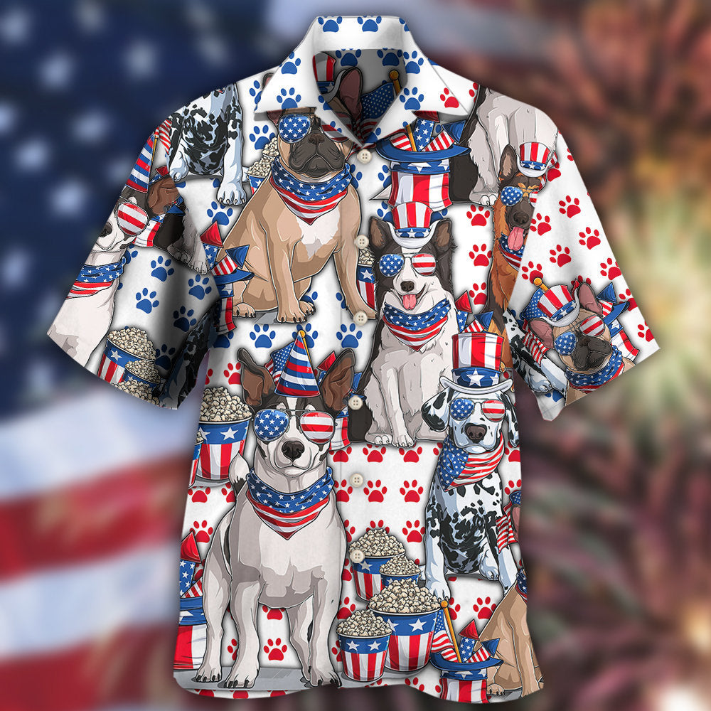 Dog Independence Day Dogs - Hawaiian Shirt - Owls Matrix LTD