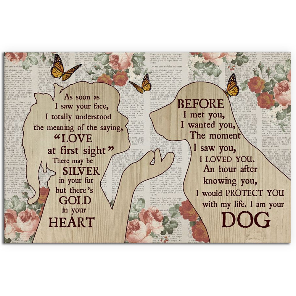 12x18 Inch Dog Love At The First Sight In Your Heart - Horizontal Poster - Owls Matrix LTD