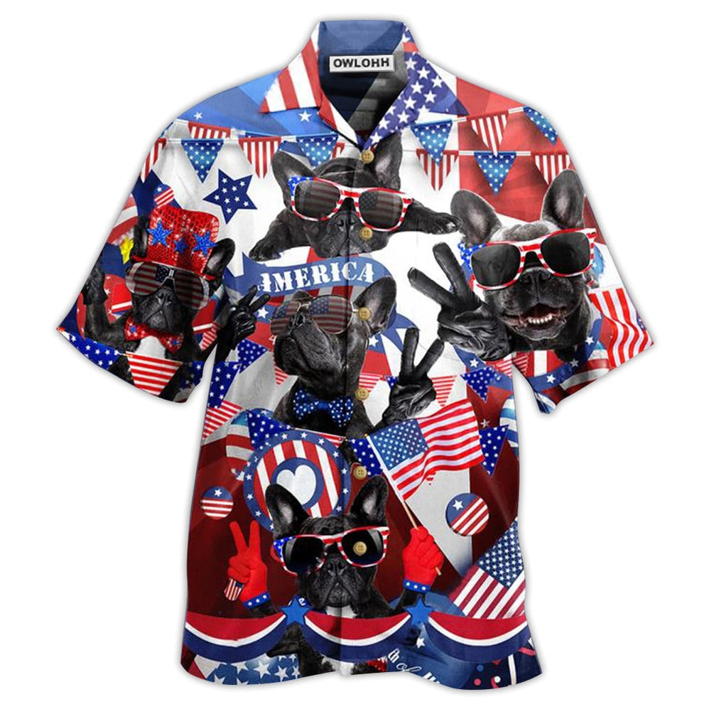 Hawaiian Shirt / Adults / S French Bulldog Loves America - Hawaiian Shirt - Owls Matrix LTD