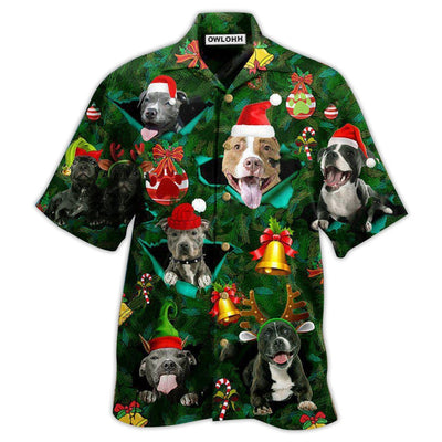 Hawaiian Shirt / Adults / S Pitbull Dog Merry Pit-Mas - Hawaiian Shirt - Owls Matrix LTD