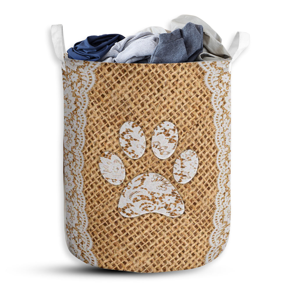 Dog Paw Lace Basic Style - Laundry Basket - Owls Matrix LTD