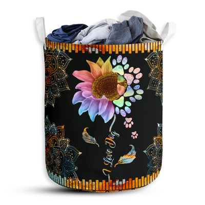Dog Paw Mandala Flower - Laundry Basket - Owls Matrix LTD