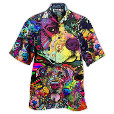 Hawaiian Shirt / Adults / S Pitbull Parents Colorful Painting - Hawaiian Shirt - Owls Matrix LTD