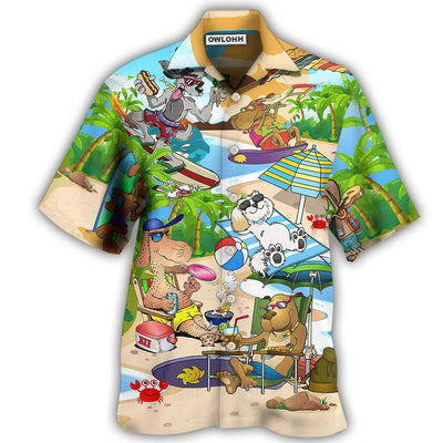 Hawaiian Shirt / Adults / S Dog Puppy Funny Beaches Happy Summer - Hawaiian Shirt - Owls Matrix LTD