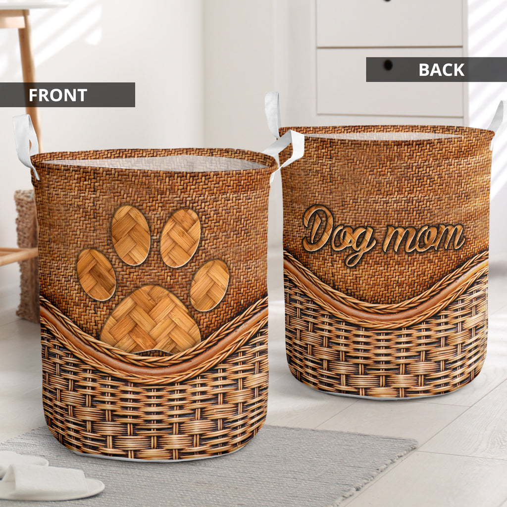 Dog Mom Rattan Teaxture Lover - Laundry Basket - Owls Matrix LTD