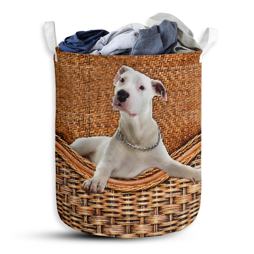 Dogo Argentino Dog Rattan Teaxture - Laundry Basket - Owls Matrix LTD