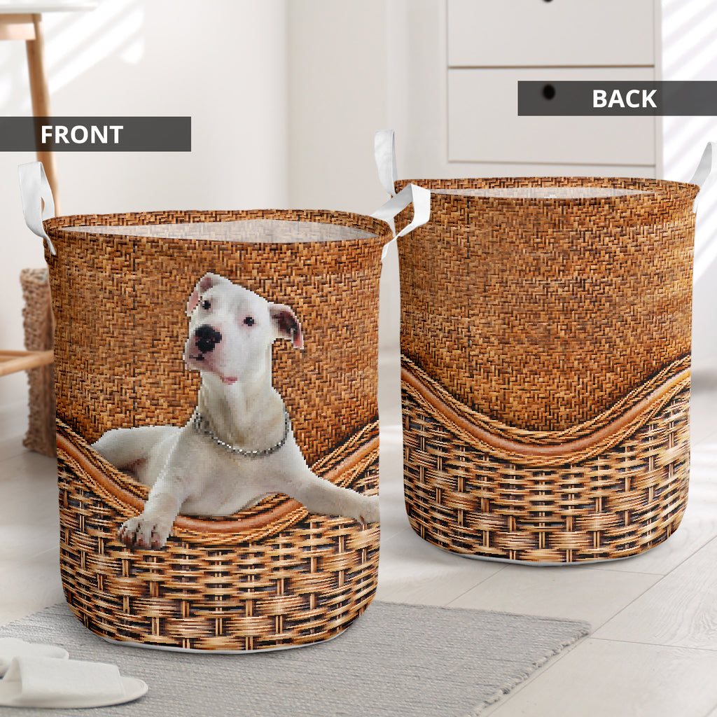 Dogo Argentino Dog Rattan Teaxture - Laundry Basket - Owls Matrix LTD