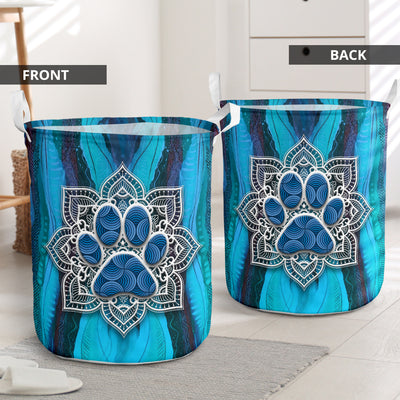 Dog Paw And Mandala - Laundry Basket - Owls Matrix LTD