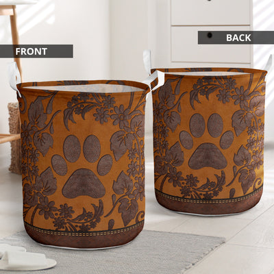 Dog Paw Floral Vintage Style - Laundry Basket - Owls Matrix LTD