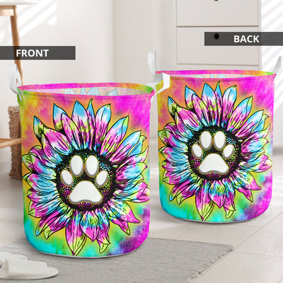 Dog Paw Flower Color - Laundry Basket - Owls Matrix LTD