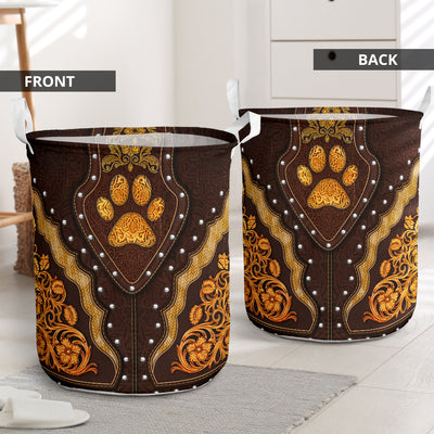 Dog Paw Pattern Wood - Laundry Basket - Owls Matrix LTD