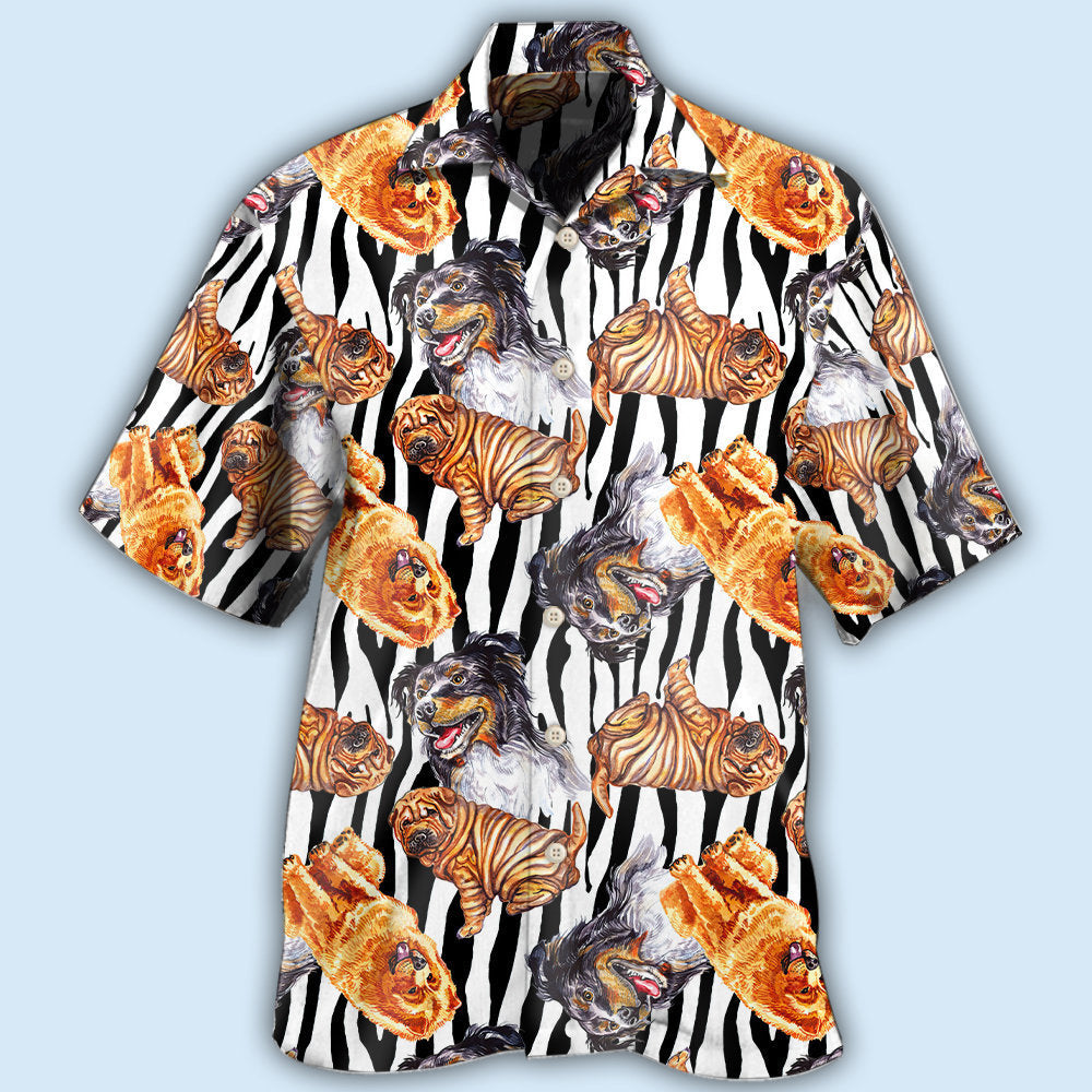 Dogs Black Striped Style Cool - Hawaiian Shirt - Owls Matrix LTD
