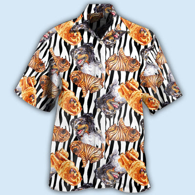 Dogs Black Striped Style Cool - Hawaiian Shirt - Owls Matrix LTD