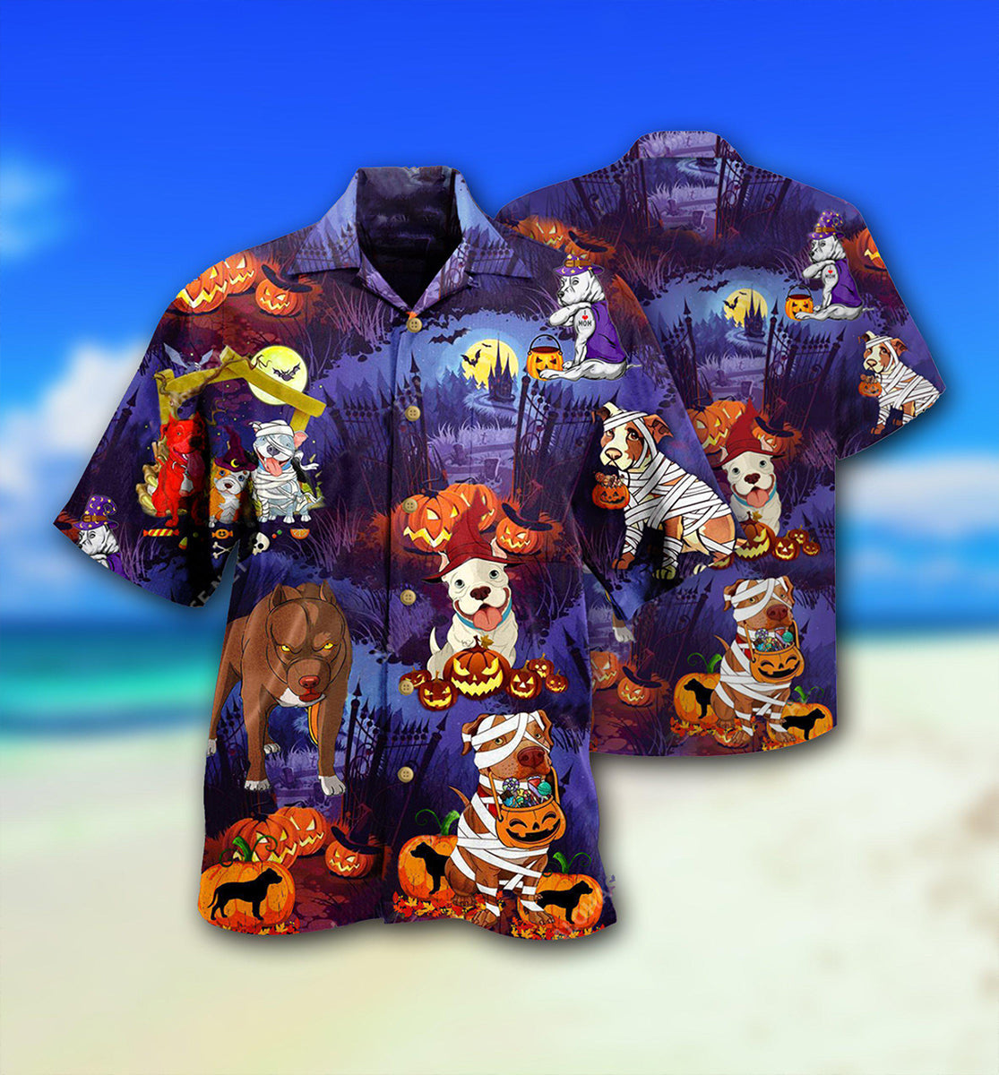 Halloween Dogs Night Scary - Hawaiian Shirt - Owls Matrix LTD