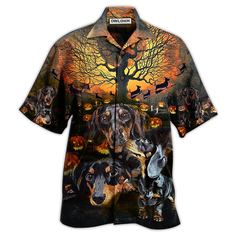 Hawaiian Shirt / Adults / S Dachshund Halloween Night Pumpkin - Hawaiian Shirt - Owls Matrix LTD