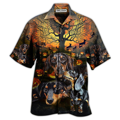Hawaiian Shirt / Adults / S Dachshund Halloween Night Pumpkin - Hawaiian Shirt - Owls Matrix LTD