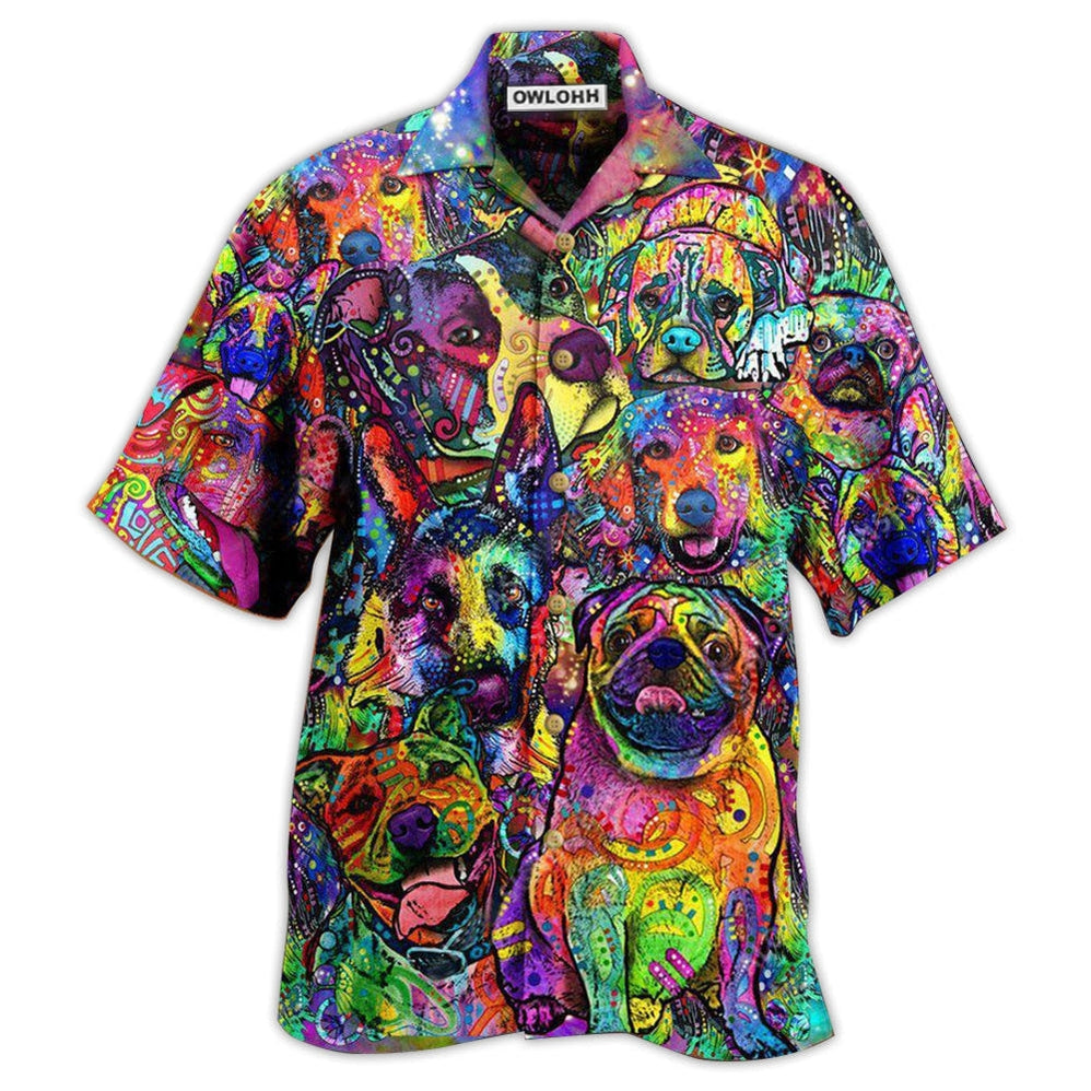 Hawaiian Shirt / Adults / S Dogs Be The Person Your Dog Thinks You Are Colorful Painting - Hawaiian Shirt - Owls Matrix LTD